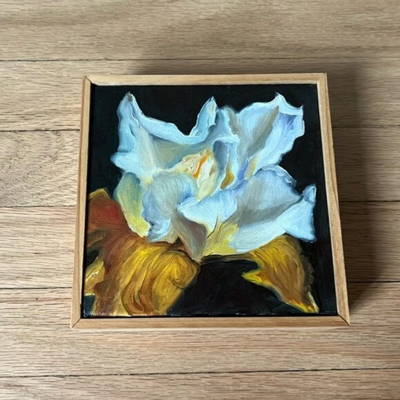 Framed Flower Painting Hand Painted 6.5” x 6.5” - Picture 1 of 3